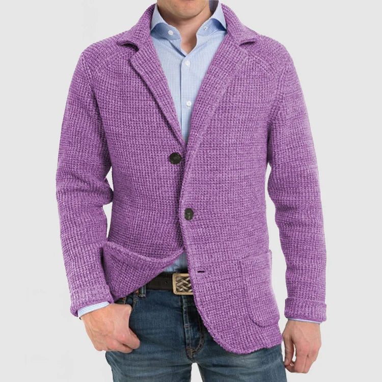 Everyday men's two-button blazer, a comfortable tailored jacket for modern smart casual fashion.