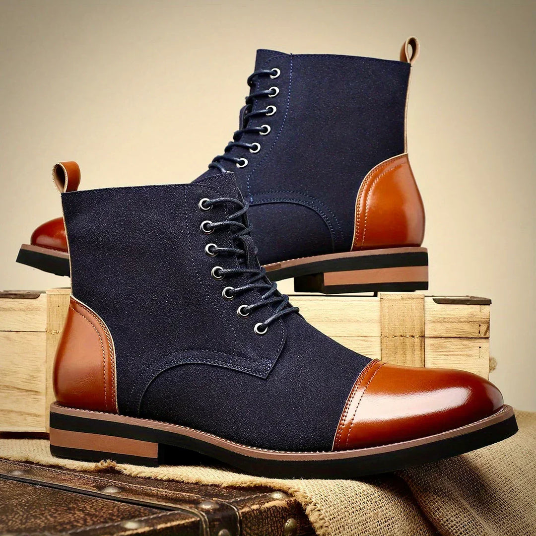 Versatile men's two-tone hybrid ankle boots. Perfect for smart casual, business or everyday style. All-season footwear.