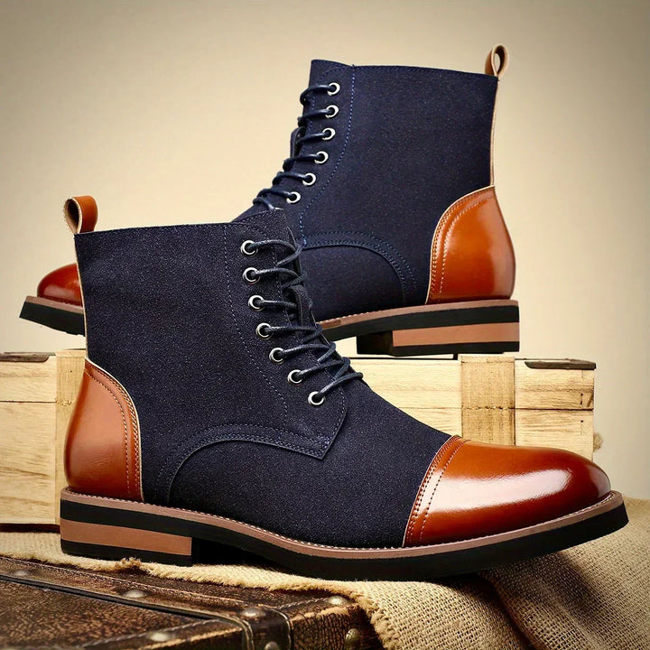 Versatile men's two-tone hybrid ankle boots. Perfect for smart casual, business or everyday style. All-season footwear.