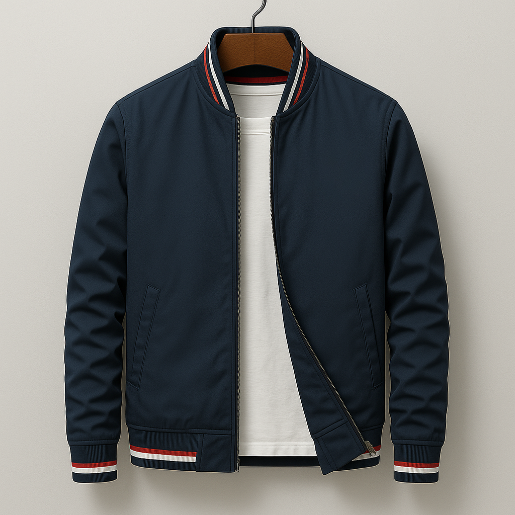 Men's urban bomber jacket with zip, ideal for modern casual wear & versatile everyday style.