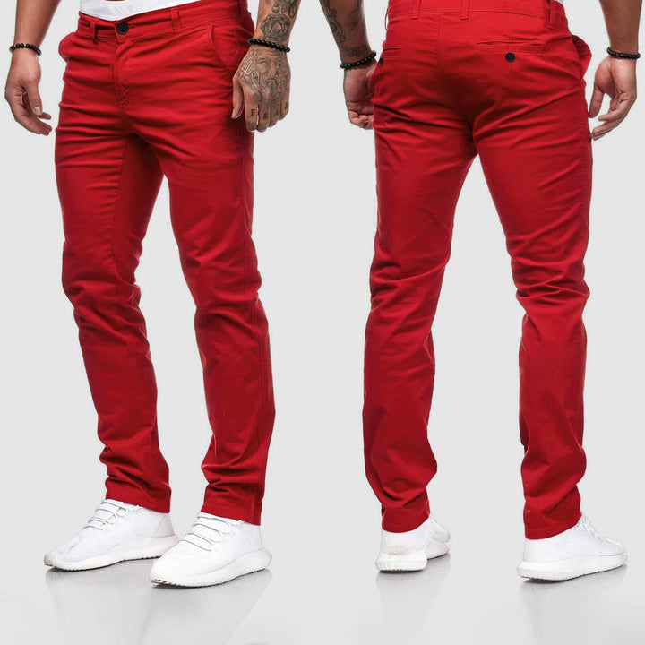 Versatile men's chino pants, perfect for casual outings or smart-casual urban fashion.