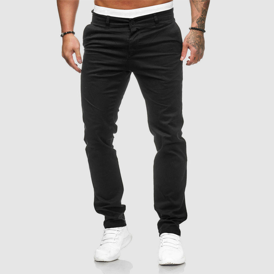Classic men's slim fit chino pants, combining urban style with all-day comfortable wear.
