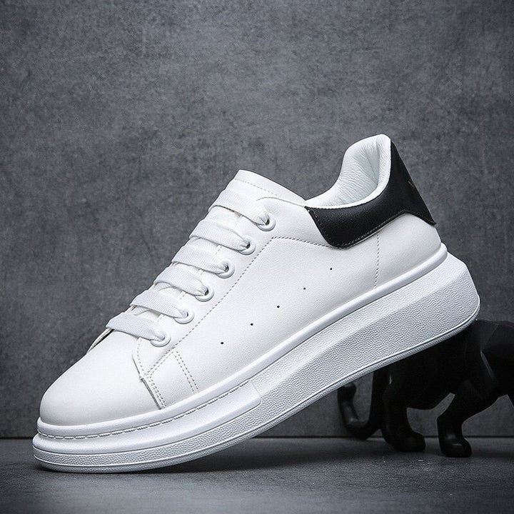Close-up of breathable mesh upper on comfortable men's urban sneakers.