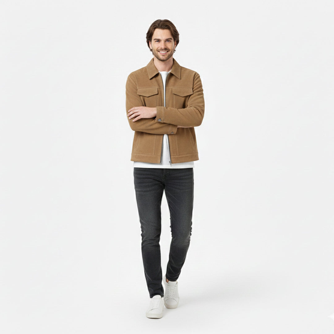 Everyday men's urban zip jacket, warm & versatile casual outerwear. Perfect modern style for fall & winter.
