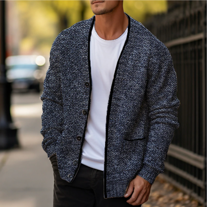 Warm winter essential: Men's V-neck button-down knitwear cardigan