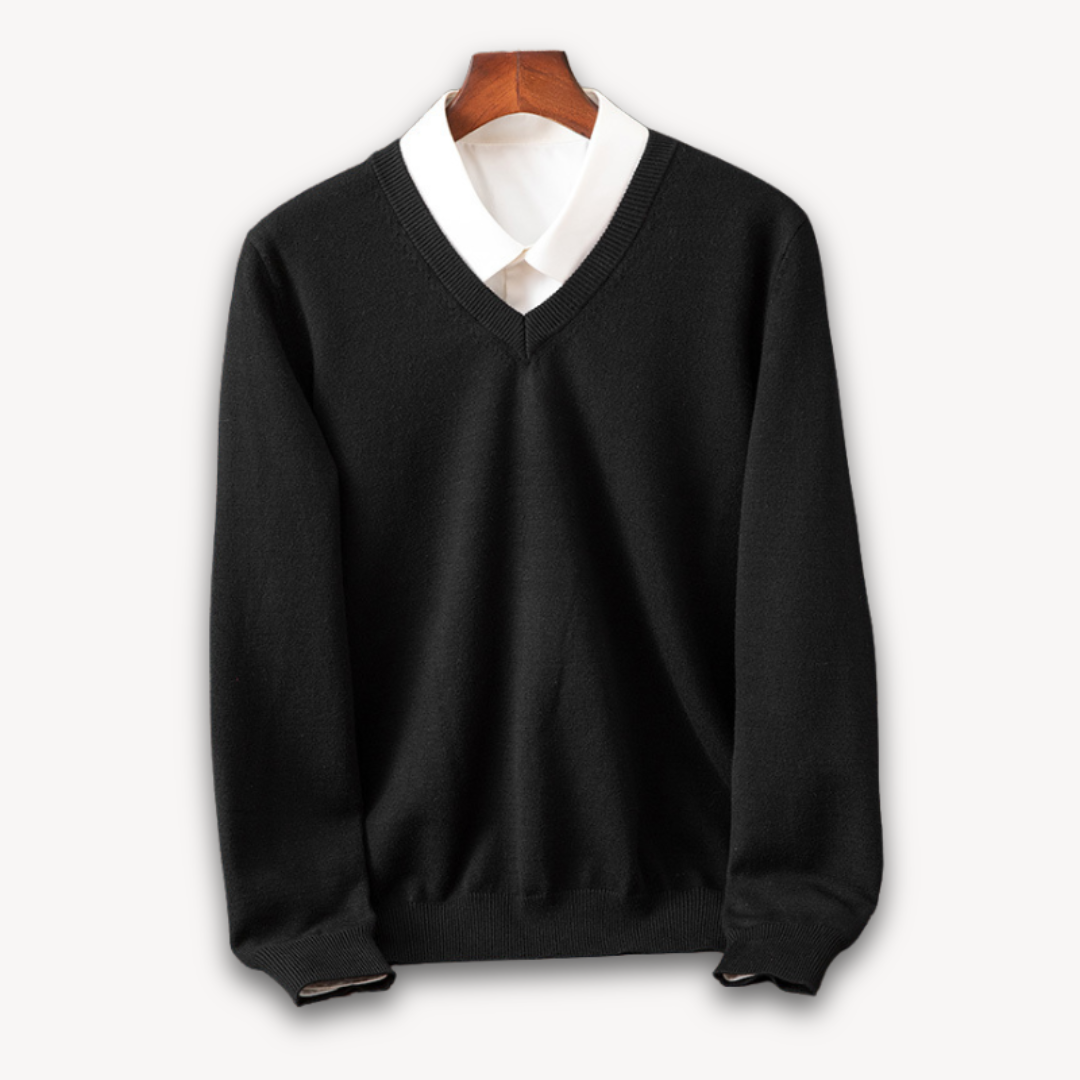 Men's V-neck sweater, slim fit, soft comfort, ideal for smart casual & everyday wear.