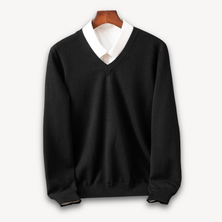 Men's V-neck sweater, slim fit, soft comfort, ideal for smart casual & everyday wear.