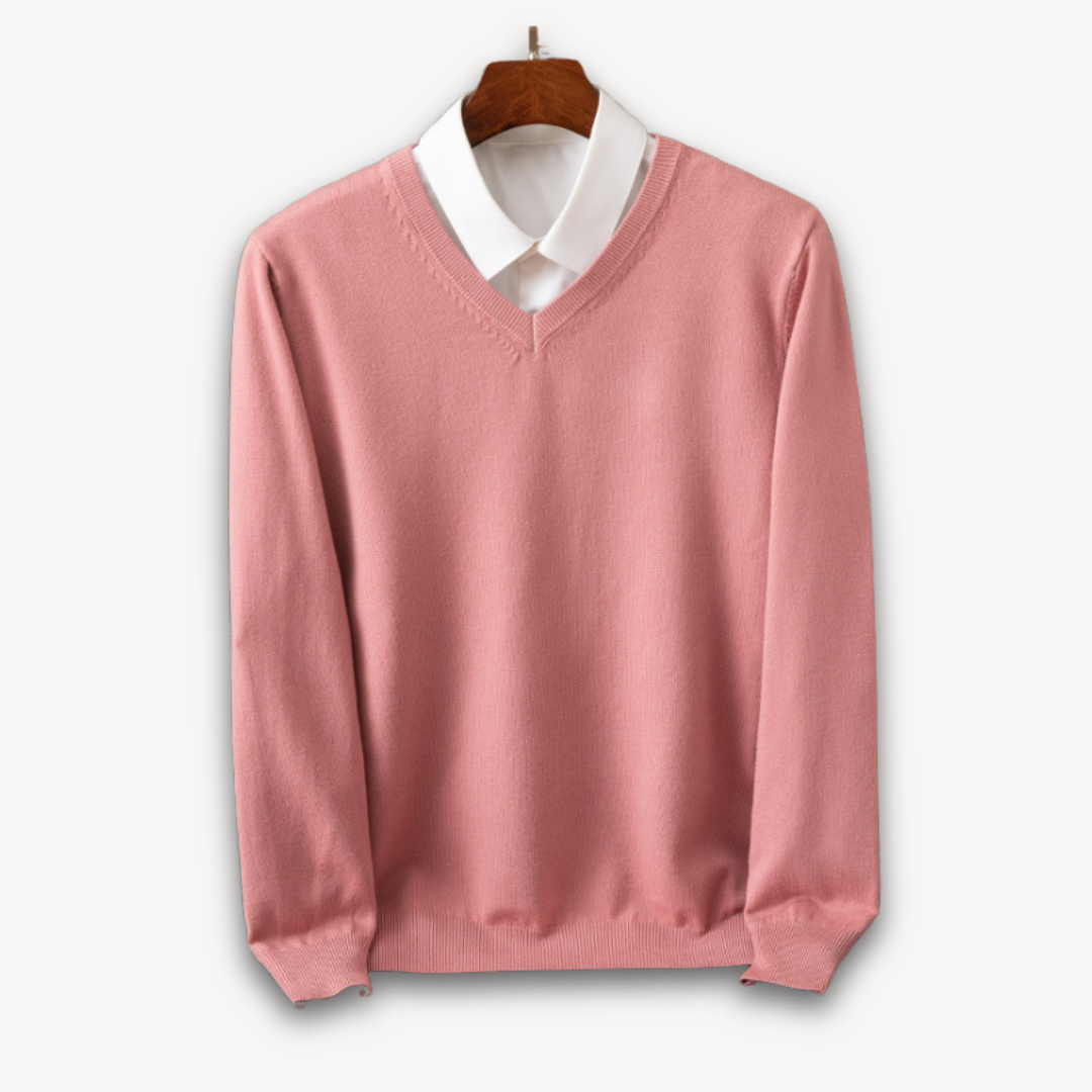 Men's V-neck sweater, slim fit, comfortable, perfect for smart casual layering.