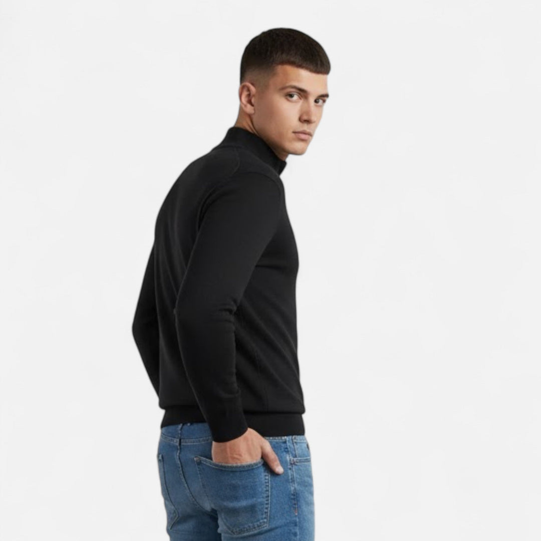 Men's fall fashion: Cozy V-neck zipper sweater in a luxurious cashmere blend