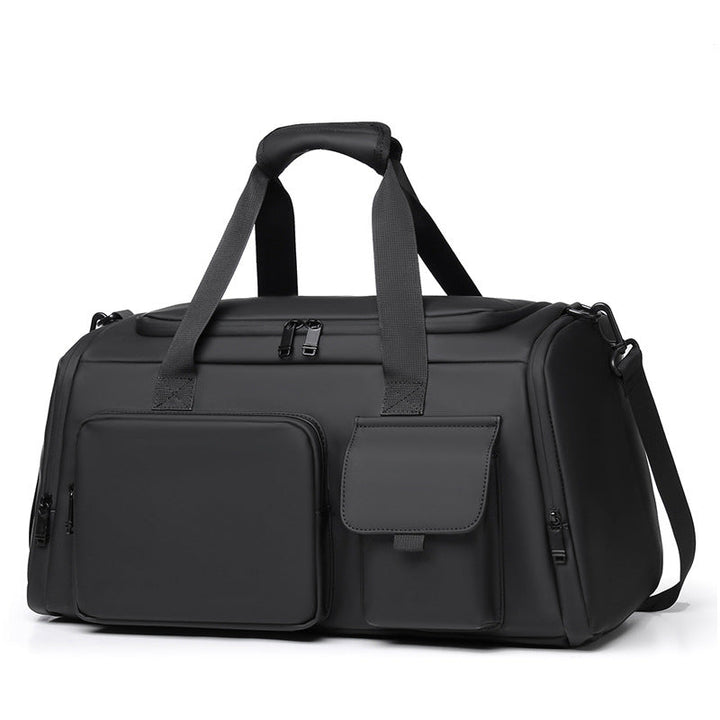 Stylish men's sport & travel duffel bag, water-repellent with spacious design. Ideal weekend or gym bag for men.