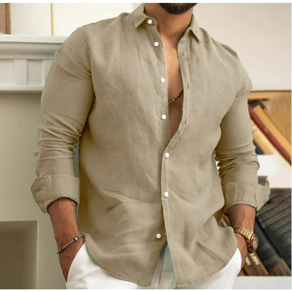Men's versatile button-down shirt in a relaxed fit. Smart casual long sleeve top for everyday comfort and style.