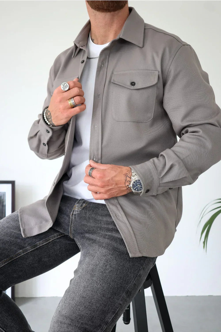 Men's versatile button-up shirt jacket, perfect for layering and casual everyday style.