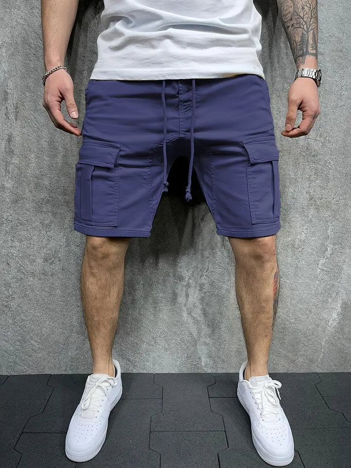 Men's versatile casual cargo shorts in khaki, perfect for summer style.