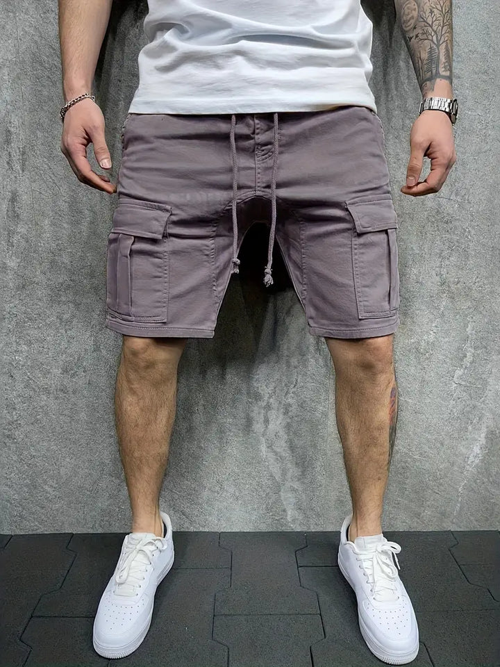 Stylish black men's utility shorts, a must-have for casual summer wear.