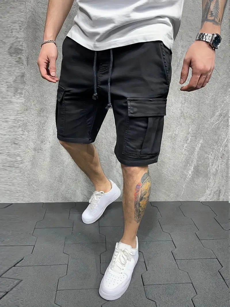 Red men's cargo shorts offering both comfort and practical style for everyday.