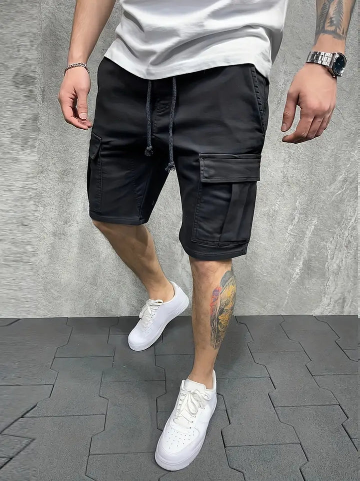 Red men's cargo shorts offering both comfort and practical style for everyday.