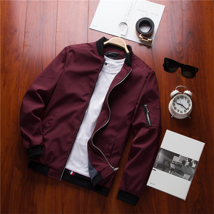 Dark gray men's comfortable casual jacket, stylish versatile outerwear for everyday fashion needs.