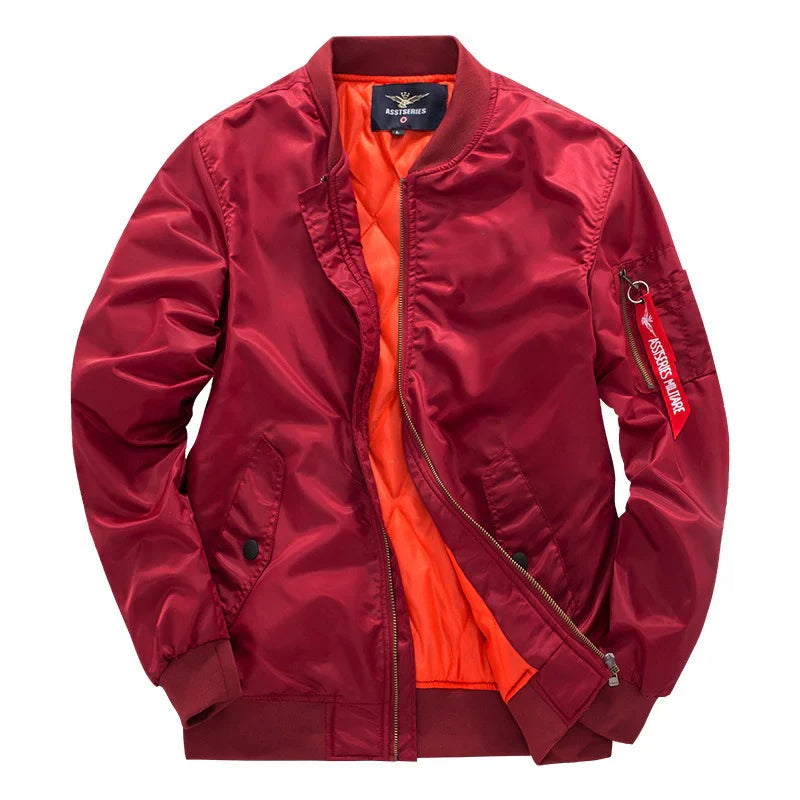 Model wearing men's all-season outdoor jacket, perfect for travel and everyday casual wear.