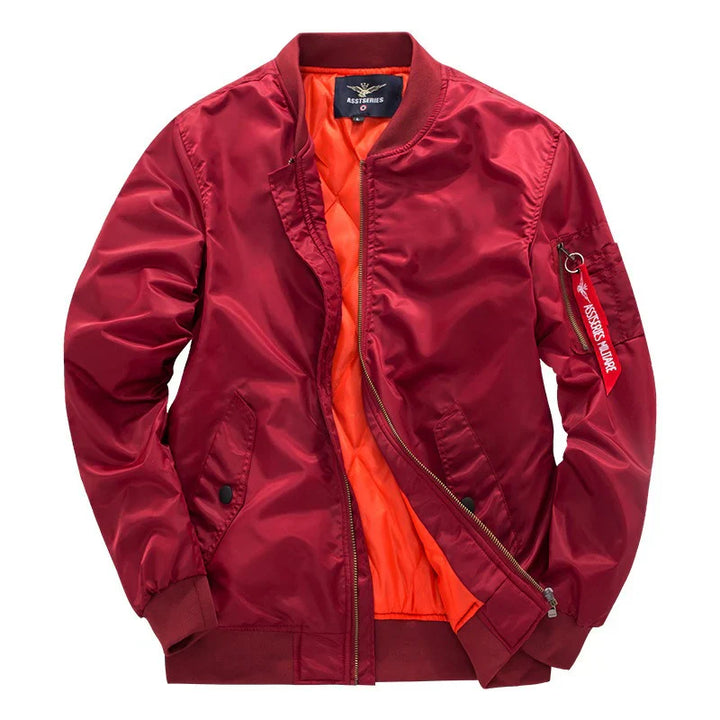 Model wearing men's all-season outdoor jacket, perfect for travel and everyday casual wear.
