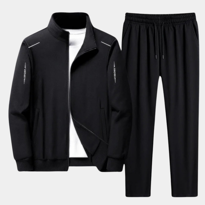 Comfortable men's tracksuit featuring a soft hoodie and matching pants, perfect for athletic or casual wear.