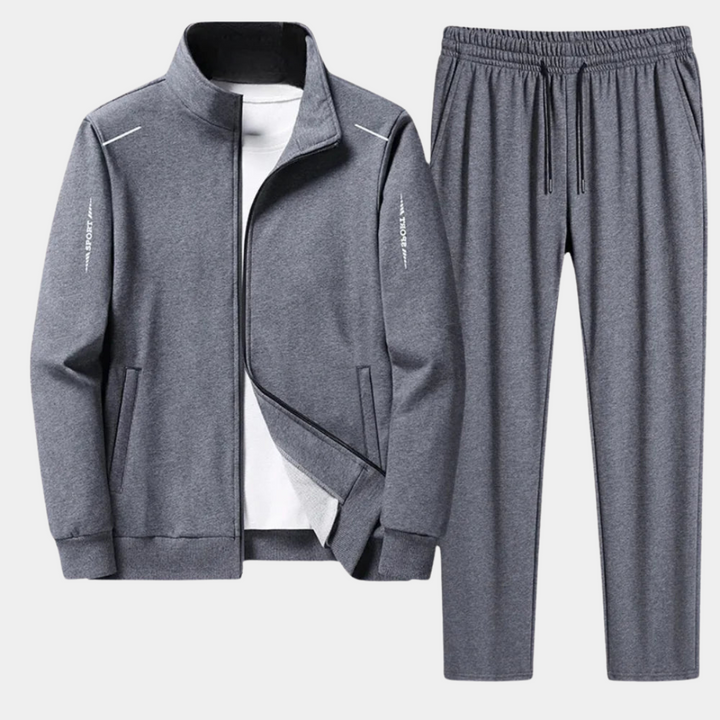 Modern men's tracksuit set, an essential comfortable outfit for spring, autumn, and everyday casual wear.