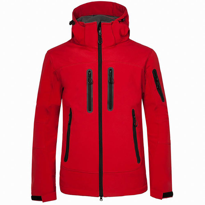 Warm men's full zip hooded outdoor jacket. Ideal for fall adventures, activewear & layered spring fashion.