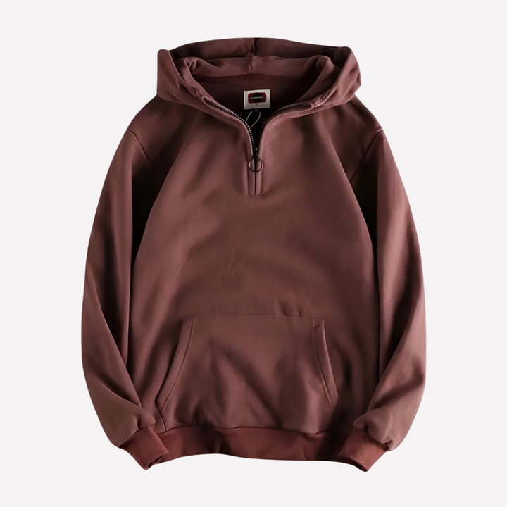 Men's versatile half-zip hoodie in soft fabric for everyday comfort, ideal for casual wear & layering.