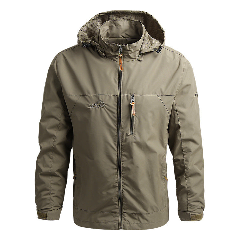 Men's casual autumn/spring jacket with a hood, comfortable for daily use.