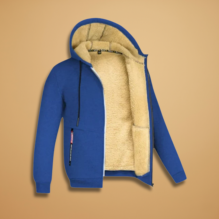 Men's versatile hooded jacket with front zipper pockets, perfect for casual everyday wear & layering.