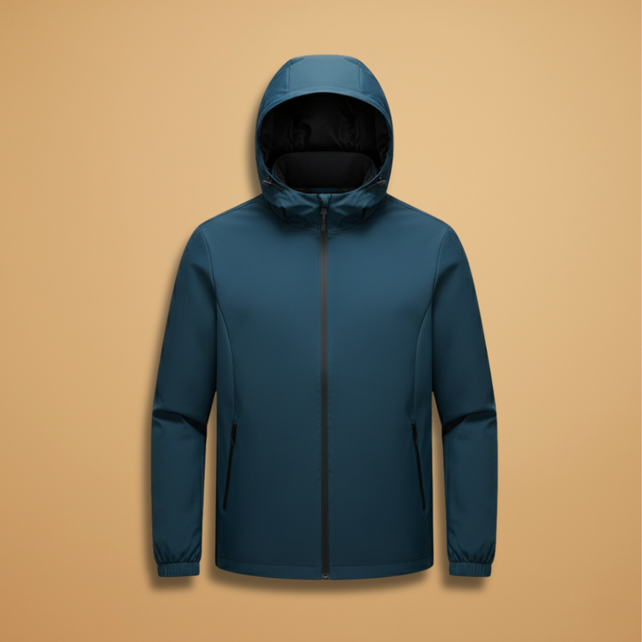 Men's versatile hooded jacket with full front zip for everyday casual wear.
