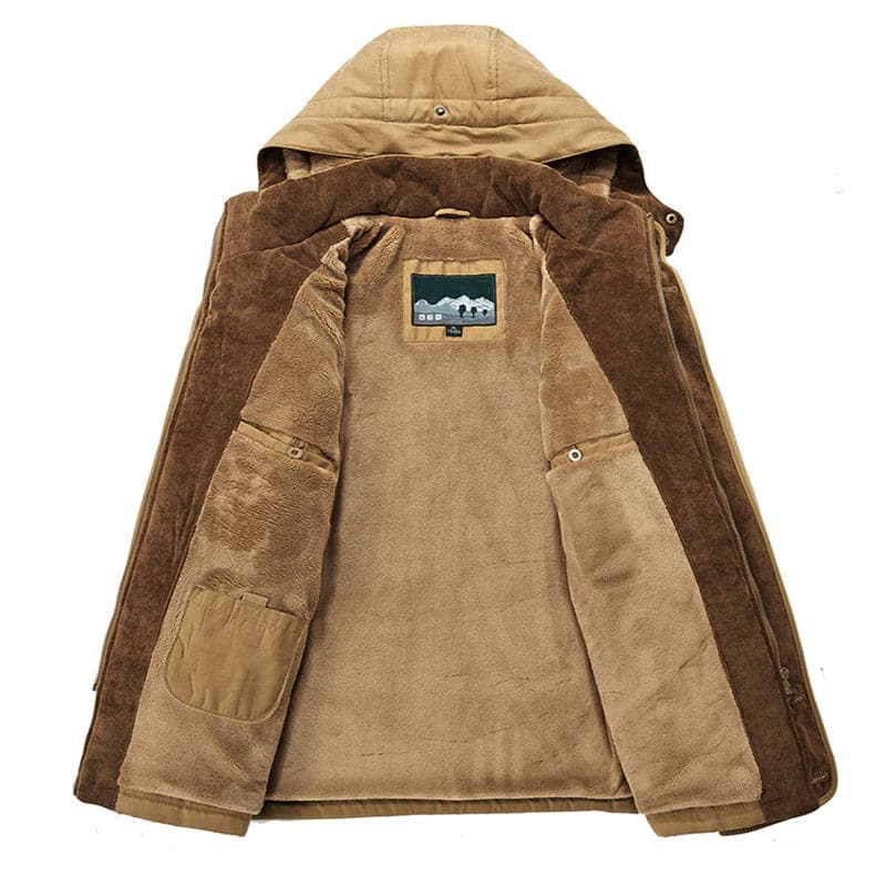 Classic men's hooded parka jacket, a stylish & warm option for daily fall and winter wear.