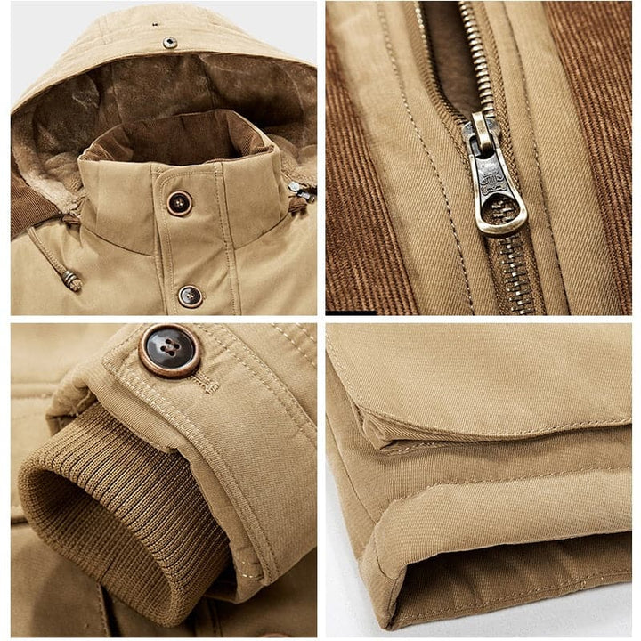 Versatile men's hooded parka, perfect for layering and staying warm in chilly fall & winter.