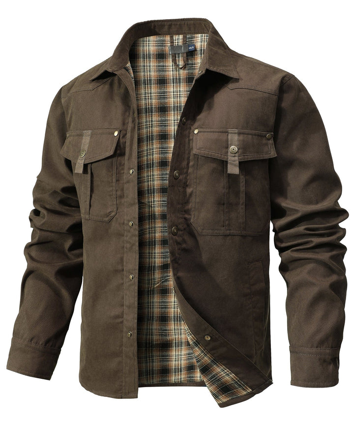 Everyday men's jacket with warm flannel lining. Functional insulated outerwear.