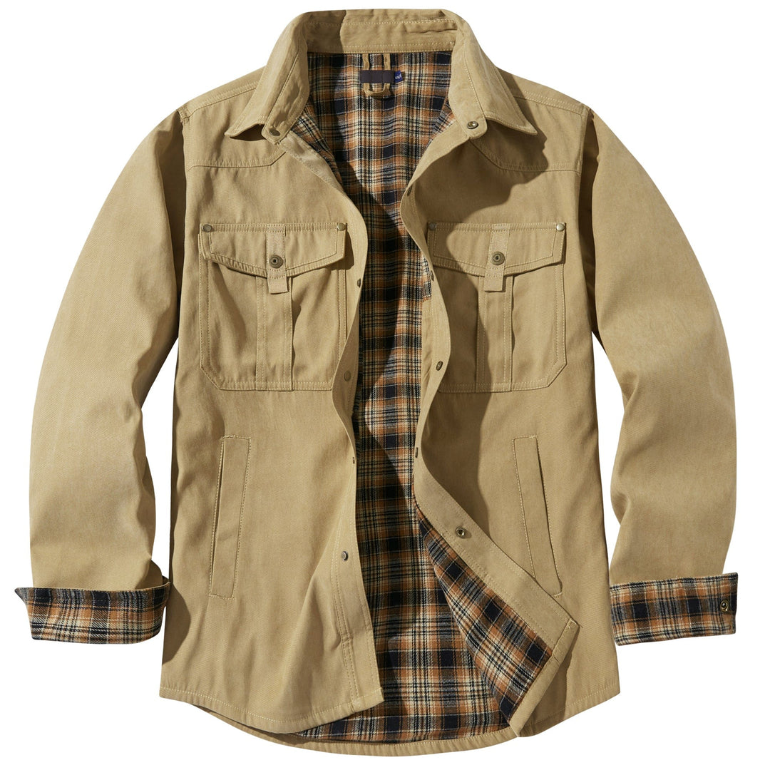 Warm men's winter jacket, insulated flannel lining. Durable for everyday adventures.
