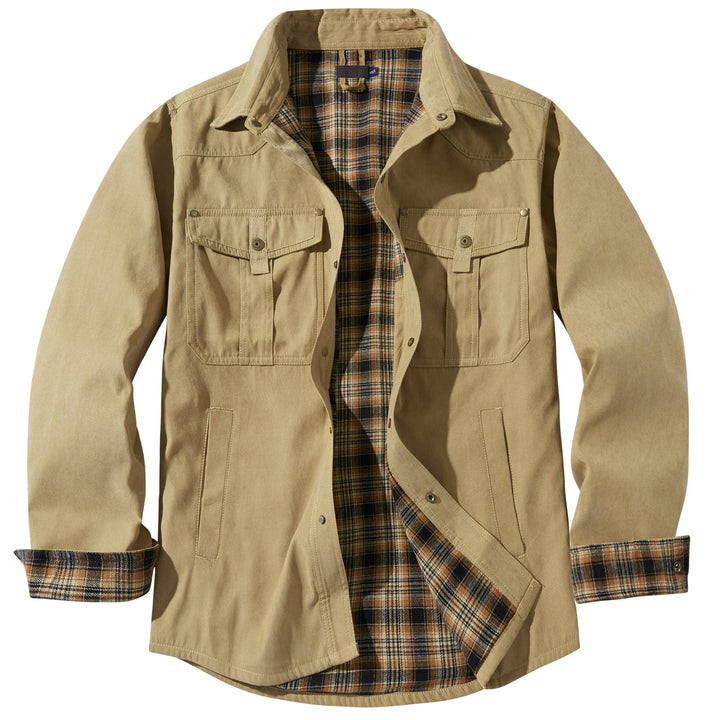 Warm men's winter jacket, insulated flannel lining. Durable for everyday adventures.