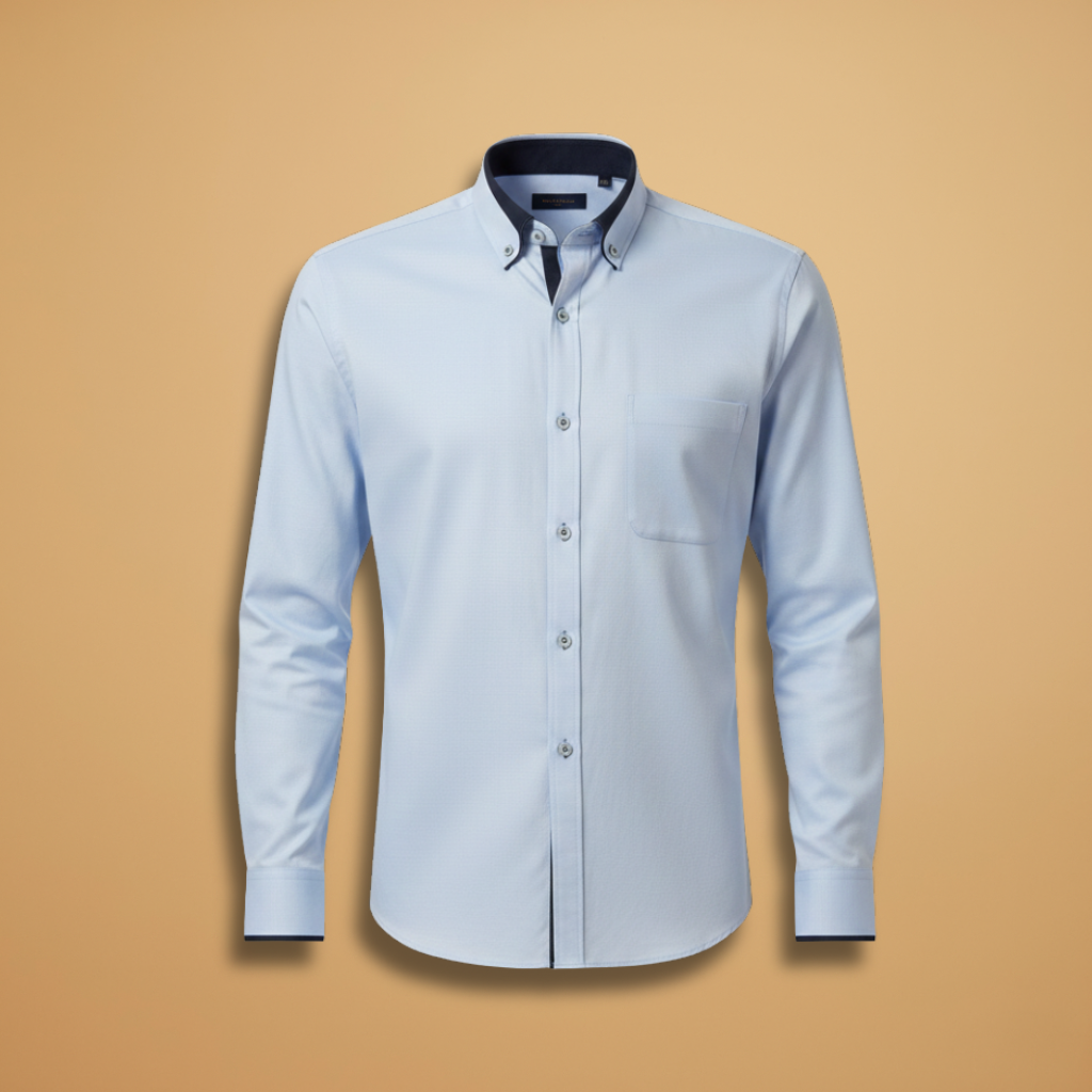 Men's versatile long sleeve button-down shirt for smart casual & everyday wear. Collared & adjustable cuffs.
