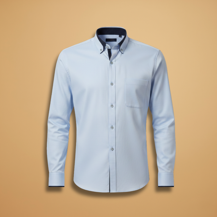 Men's versatile long sleeve button-down shirt for smart casual & everyday wear. Collared & adjustable cuffs.