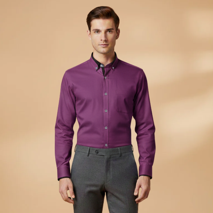 Modern men's long sleeve collared shirt for smart casual style. Button-down, adjustable cuffs, everyday versatility.