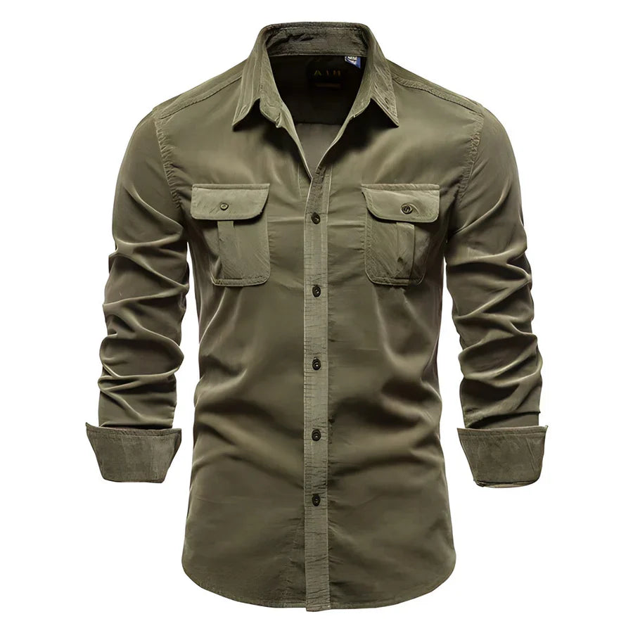 Comfortable men's tailored fit button-down shirt. Stylish for everyday fashion and versatile wear.