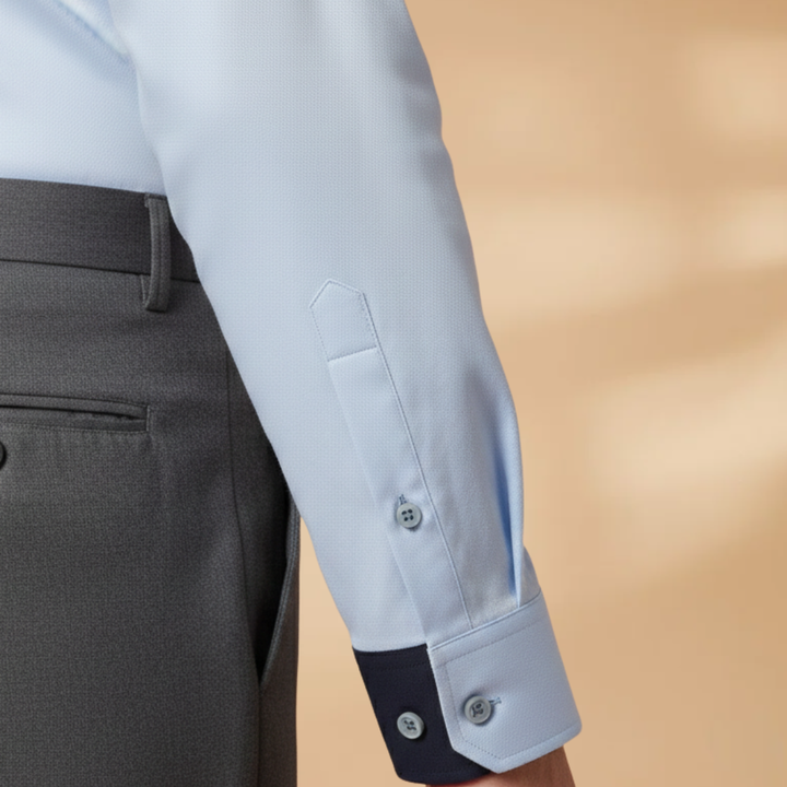 Classic white men's long sleeve button-down shirt. Versatile for smart casual, business casual, and everyday.