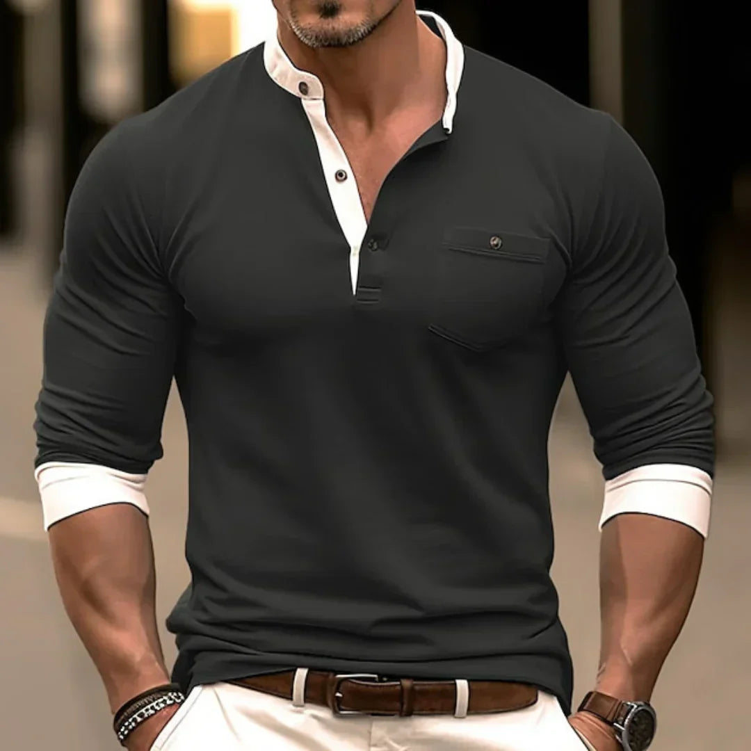 Men's versatile long-sleeve button-down shirt in classic style, perfect for everyday casual or smart wear.