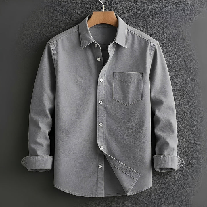 Modern men's long-sleeve everyday casual shirt, offering a comfortable fit and versatile fashion appeal.