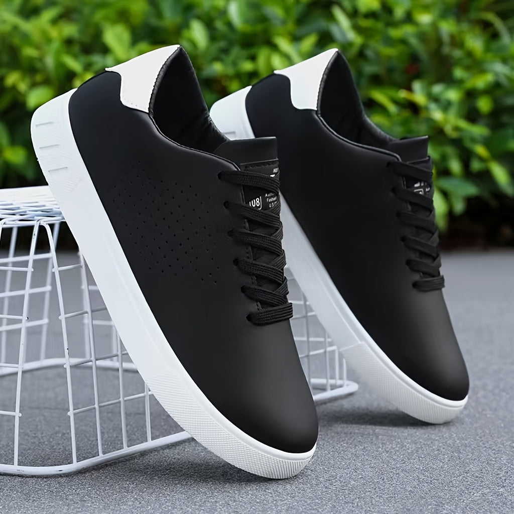 Men's casual low-top trainers in white, providing classic style & ultimate comfort.