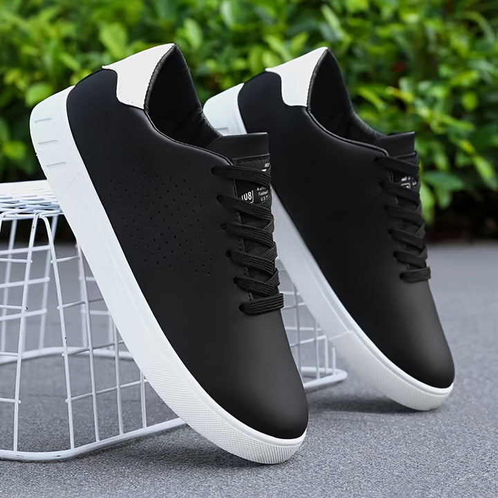 Men's casual low-top trainers in white, providing classic style & ultimate comfort.