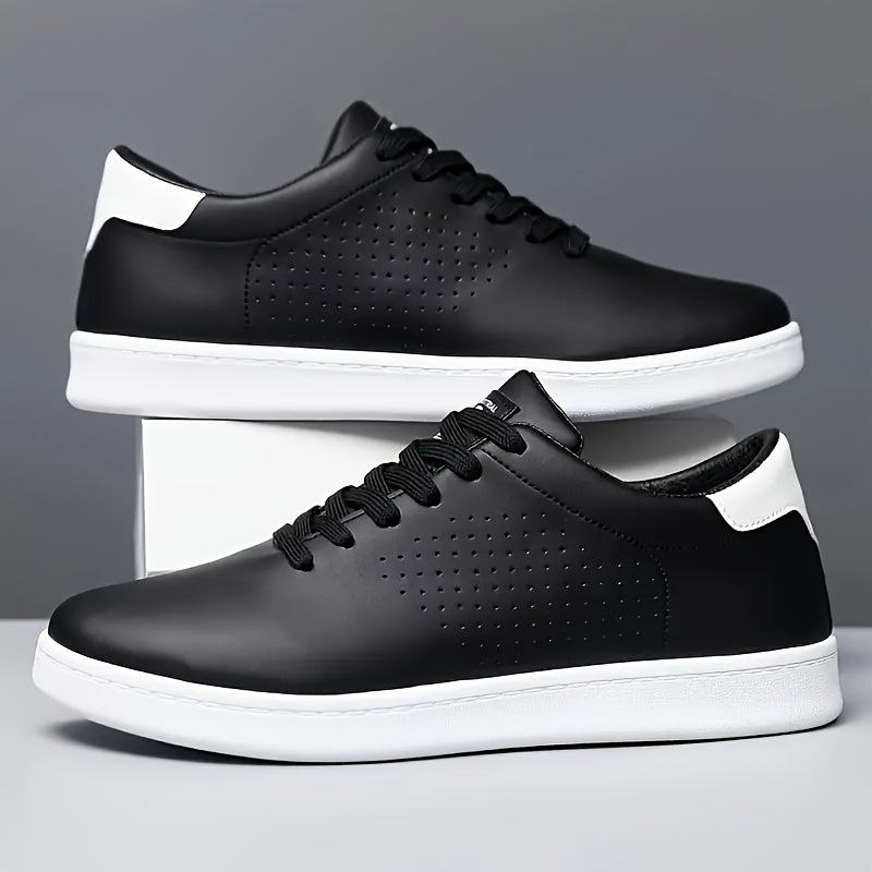 Comfortable men's sneakers. White low-top trainers for versatile everyday casual wear.