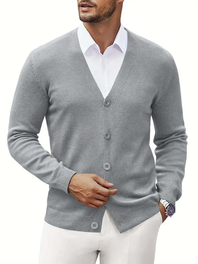 Men's versatile open-front cardigan sweater for stylish layering, comfort, fall & winter fashion.