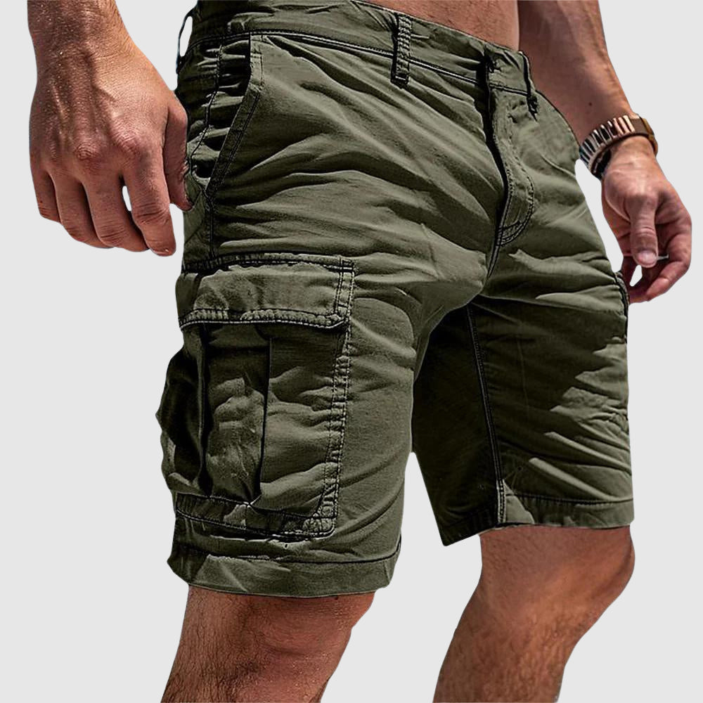 Men's versatile outdoor cargo shorts with multiple utility pockets, ideal for hiking, travel & casual wear.