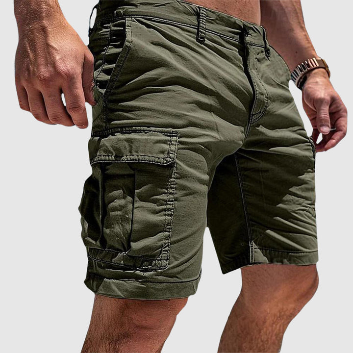 Men's versatile outdoor cargo shorts with multiple utility pockets, ideal for hiking, travel & casual wear.