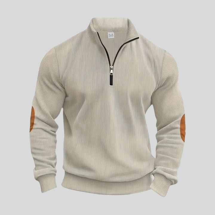 Men's versatile pullover sweater with ribbed cuffs, ideal for smart casual style & everyday comfort.