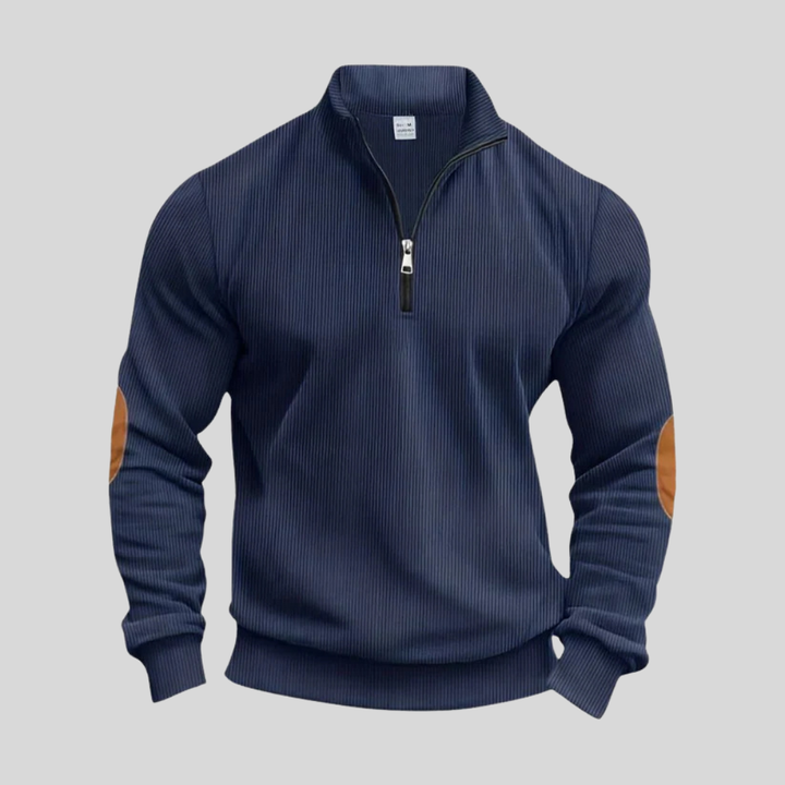 Classic fit men's long sleeve pullover sweater, a versatile layering top for casual and smart fashion.